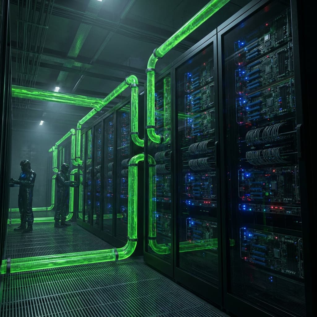 Futuristic Liquid Cooled Server Room