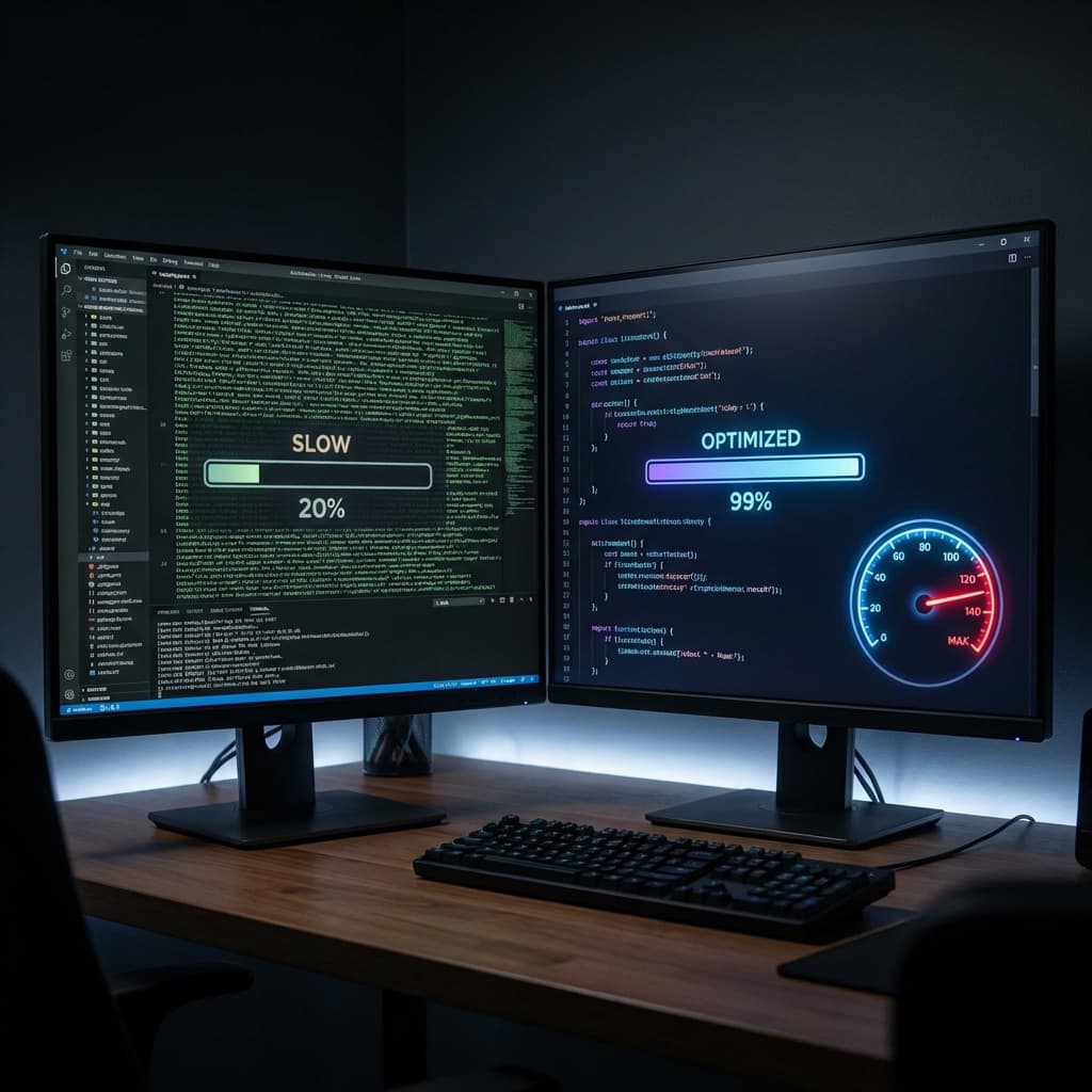 Split Screen Coding Slow vs Optimized